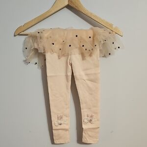 NWOT Kids Cream Tulle Skirted Leggings Size 4-6